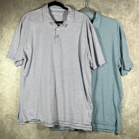 Orvis Other - Orvis Polo Shirt Mens Large Blue Purple Striped Short Sleeve Outdoor Lot of 2